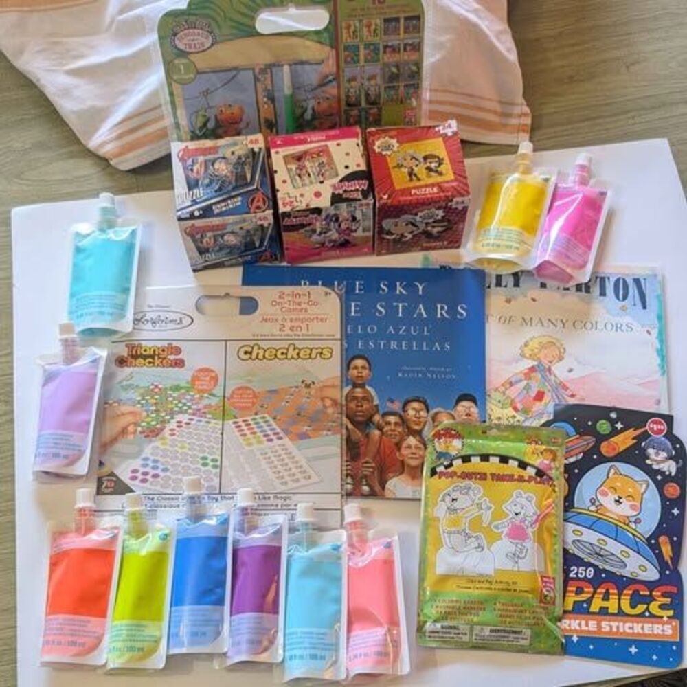 Kids Summer Playtime Activity Bundle -New Acrylic Paint, Puzzles, Games & Books